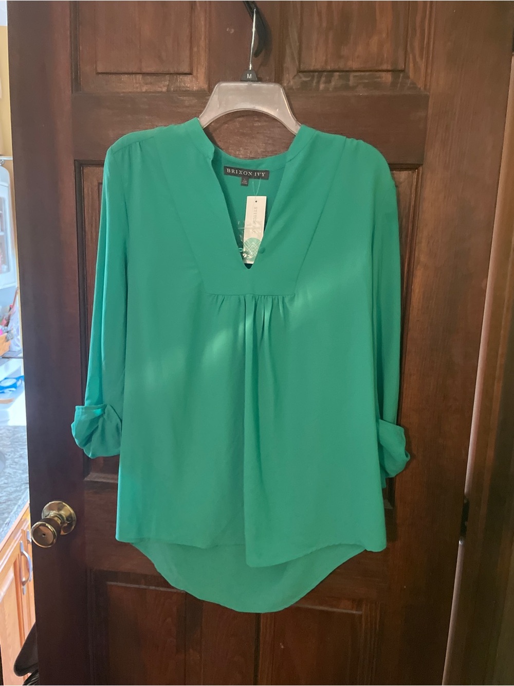 NWT Brixon Ivy Green V-Neck Blouse